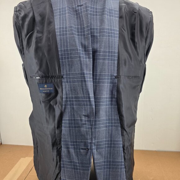 Brooks Brothers  Regent   Wool Men Sport Coat Blazer Blue Windowpane 46R - Picture 9 of 16
